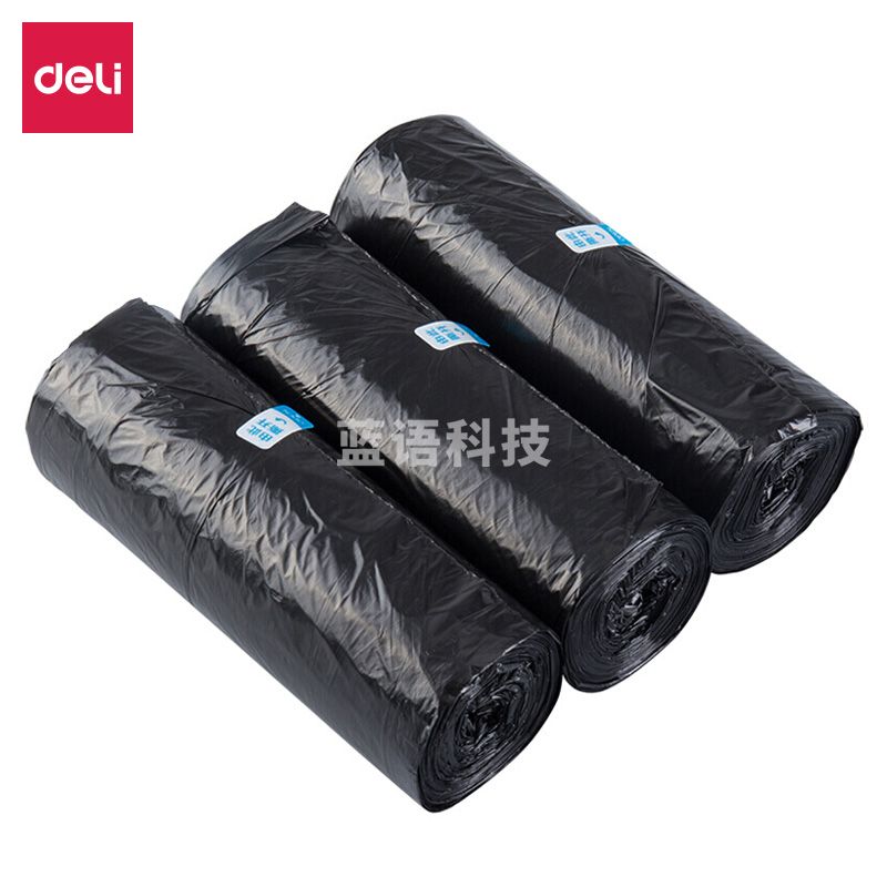 得力(deli)9587平底垃圾袋(黑)(3卷/包)450*500*0.007mm平底 (90只/包) M&C38280