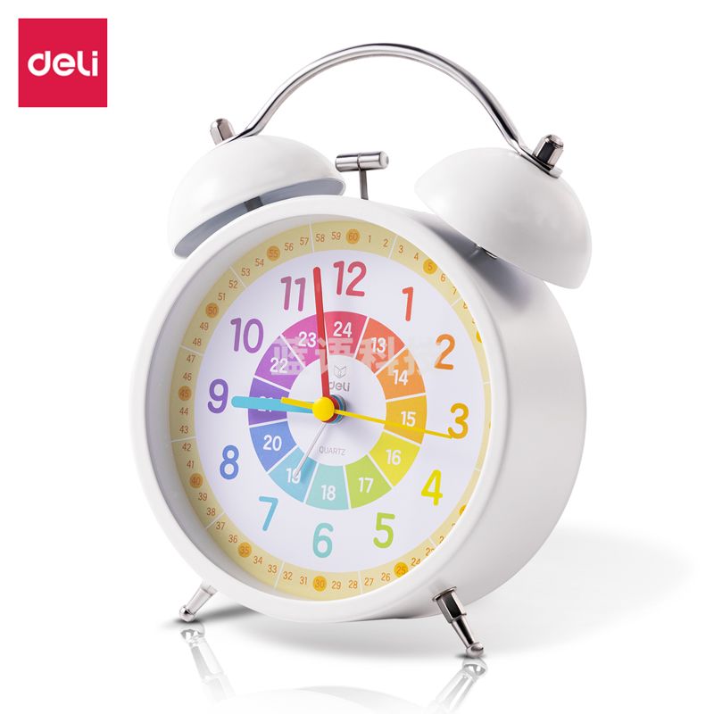 得力LE305-指针式闹钟(白)(台)
