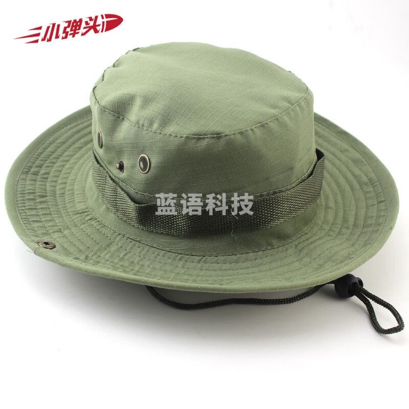 奔尼帽迷彩户外训练圆边帽遮阳大檐渔夫帽骑行凉帽子钓鱼帽 浅军绿色