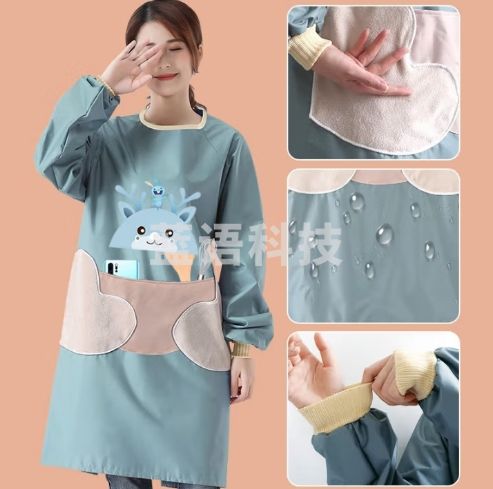 京惠思创厨房围裙【防污 防油 长袖】可擦手耐用女罩衣家居工作服 JH0808