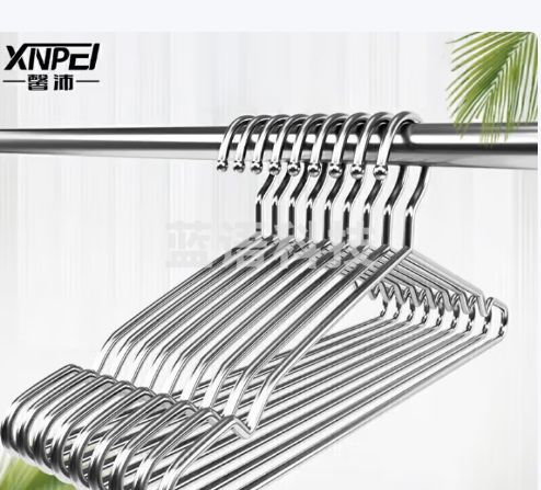 馨沛不锈钢衣架挂衣架子衣服撑子加粗加大无痕衣挂晾衣撑白钢金属衣架